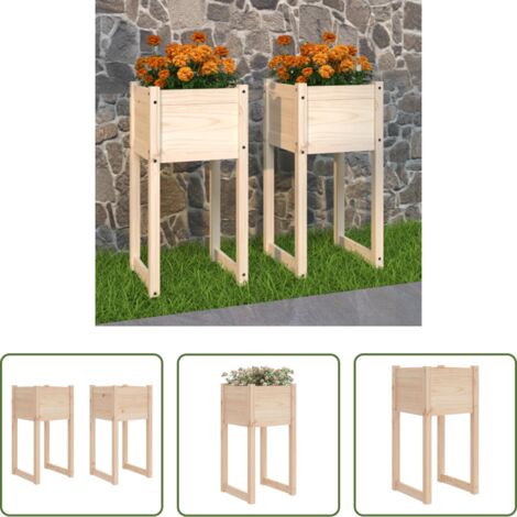 Fioriere per giardino - Fioriere 2 pz Bianche 40x40x81 cm in Legno Massello di Pino