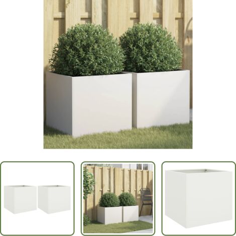 Fioriere per giardino - Fioriere 2 pz Bianche 42x40x39 cm in Acciaio