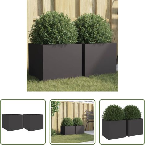 Fioriere per giardino - Fioriere 2 pz Nere 32x30x29 cm in Acciaio