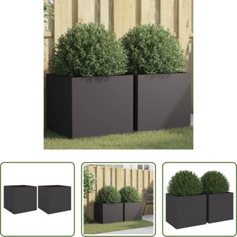 Fioriere per giardino -  Fioriere 2 pz Nere 49x47x46 cm in Acciaio