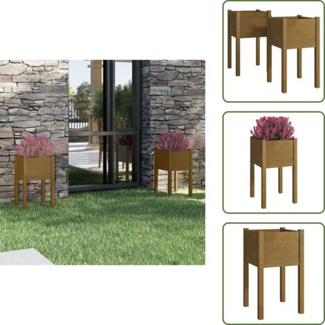 Fioriere per giardino - vidaXL Fioriere da Giardino 2 pz Ambra 40x40x70 cm in Legno di Pino - Fioriere per piante