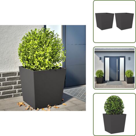 Fioriere per giardino - vidaXL Fioriere da Giardino 2 pz Nere 50x50x50 cm in Acciaio - Fioriere per balcone