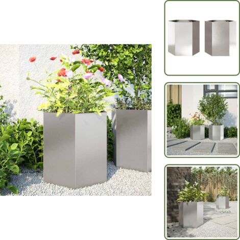 Fioriere per giardino - vidaXL Fioriere da Giardino 2pz Nera Esagono Acciaio inossidabile - Fioriere per esterno