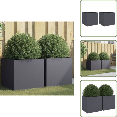 Fioriere per patio - vidaXL Fioriere 2 pz Antracite 49x47x46 cm Acciaio - Fioriere per decorazione