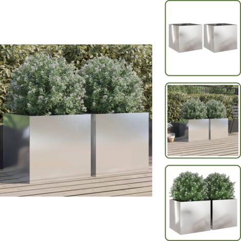 Fioriere per patio - vidaXL Fioriere 2 pz Argento 49x47x46 cm in Acciaio Inox - Fioriere per giardino