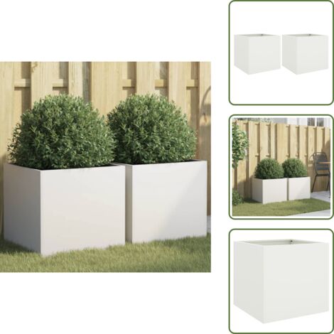Fioriere per patio - vidaXL Fioriere 2 pz Bianche 42x40x39 cm in Acciaio - Fioriere per decorazione