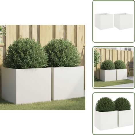 Fioriere per patio - vidaXL Fioriere 2 pz Bianche 49x47x46 cm in Acciaio - Fioriere per decorazione