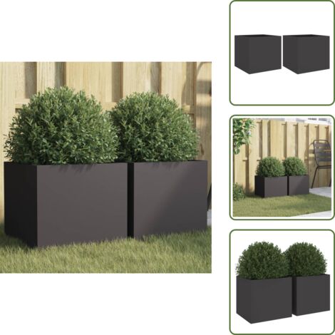 Fioriere per patio - vidaXL Fioriere 2 pz Nere 32x30x29 cm in Acciaio - Fioriere per decorazione