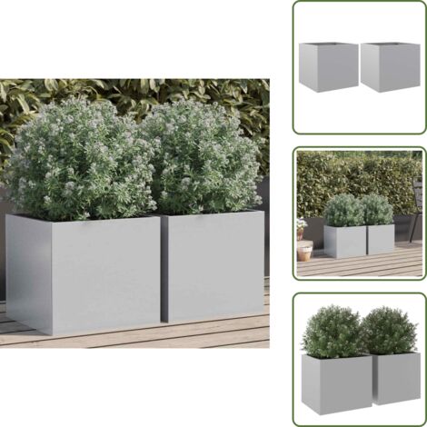Fioriere per patio - vidaXL Fioriere 2pz Argento 32x30x29 cm in Acciaio Zincato - Fioriere per giardino