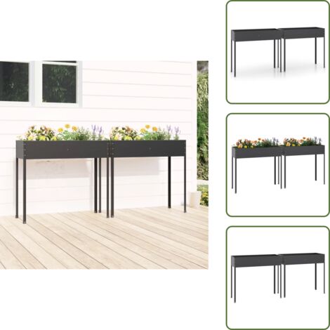 Fioriere per patio - vidaXL Fioriere da Giardino 2 pz Antracite Acciaio Zincato - Fioriere per giardino