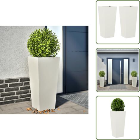 Fioriere per patio - vidaXL Fioriere da Giardino 2 pz Bianche 35x35x75 cm in Acciaio - Fioriere per giardino