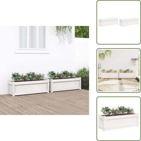 Fioriere per patio - vidaXL Fioriere da Giardino 2 pz Bianche in Legno Massello di Pino - Fioriere per balcone