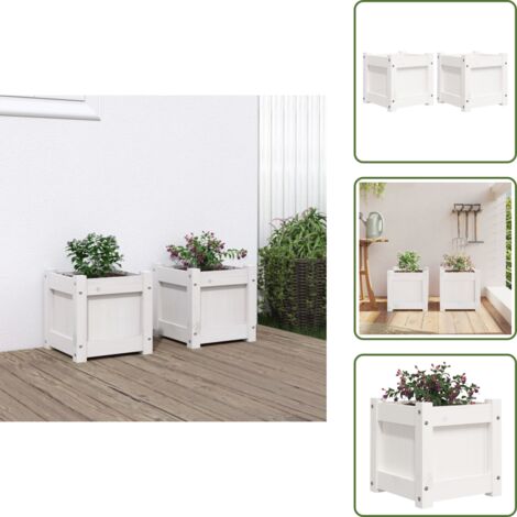 Fioriere per patio - vidaXL Fioriere da Giardino 2 pz Bianche in Legno Massello di Pino - Fioriere per balcone