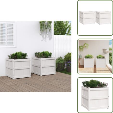 Fioriere per patio - vidaXL Fioriere da Giardino 2 pz Bianche in Legno Massello di Pino - Fioriere per balcone