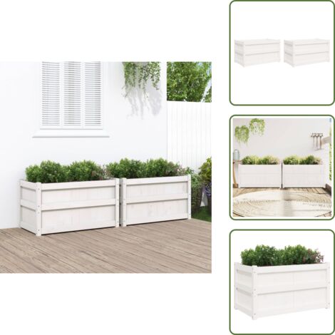 Fioriere per patio - vidaXL Fioriere da Giardino 2 pz Bianche in Legno Massello di Pino - Fioriere per balcone