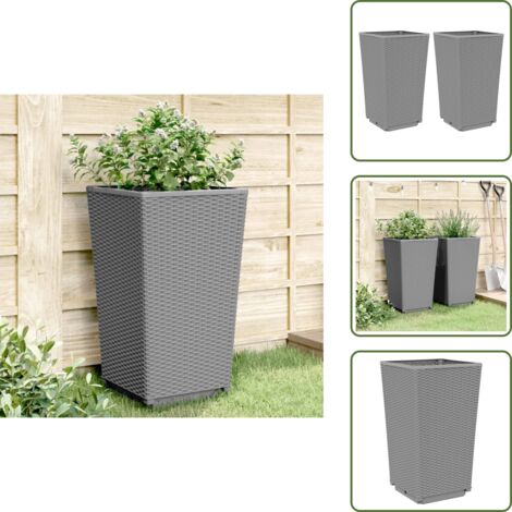 Fioriere per piante rampicanti - vidaXL Fioriere da Giardino 2 pz Grigio Chiaro 32,5x32,5x57 cm in PP - Fioriere per ortaggi