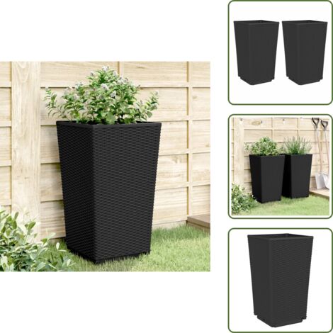 Fioriere per piante rampicanti - vidaXL Fioriere da Giardino 2 pz Nere 32,5x32,5x57 cm in PP - Fioriere per ortaggi