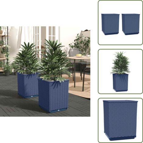 Fioriere per piante - vidaXL Fioriere 2 pz Grigio Blu 30x30x37 cm in Polipropilene - Fioriere per erbe aromatiche