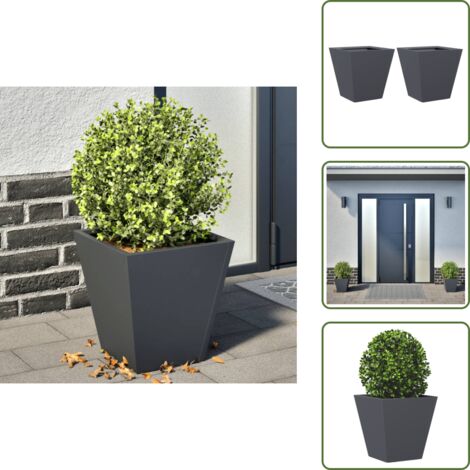 Fioriere per piante - vidaXL Fioriere da Giardino 2 pz Antracite 30x30x30 cm in Acciaio - Fioriere per erbe aromatiche