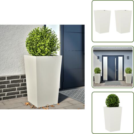 Fioriere per piante - vidaXL Fioriere da Giardino 2 pz Bianche 45x45x75 cm in Acciaio - Fioriere per fiori