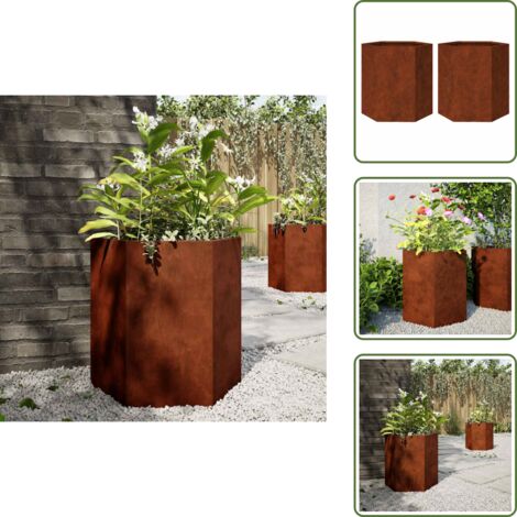 Fioriere per piante - vidaXL Fioriere da Giardino 2 pz Esagono 46x40x45 cm in acciaio corten - Fioriere per giardino
