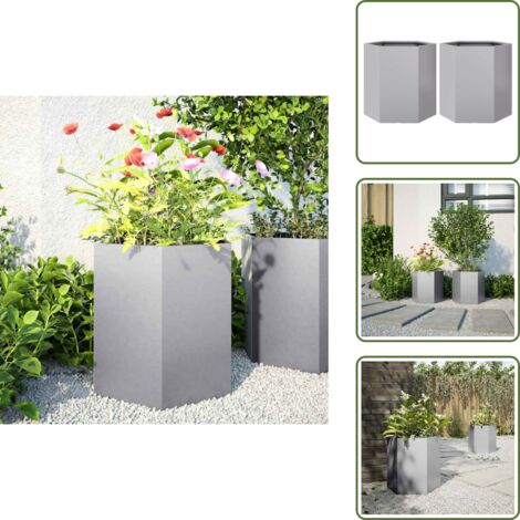 Fioriere per piante - vidaXL Fioriere da Giardino 2 pz Esagono 46x40x45cm Acciaio Zincato - Fioriere per ortaggi