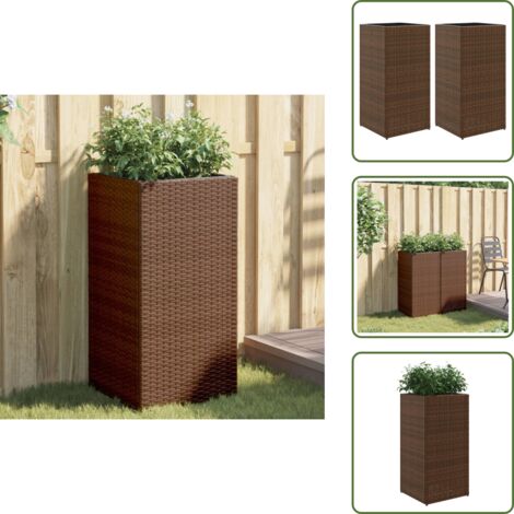 Fioriere per piante - vidaXL Fioriere da Giardino 2 pz Marrone 40x40x80 cm in Polyrattan - Fioriere per fiori