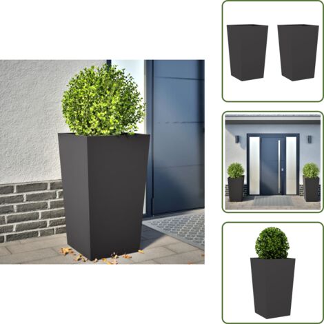 Fioriere per piante - vidaXL Fioriere da Giardino 2 pz Nere 45x45x75 cm in Acciaio - Fioriere per fiori