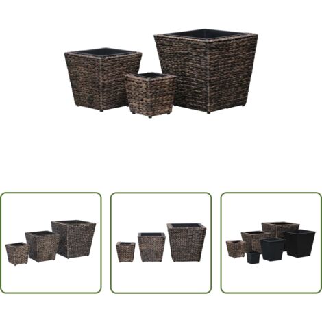 Fioriere rustiche -  Letti Rialzati 3 pz in Giacinto Intrecciato Marrone