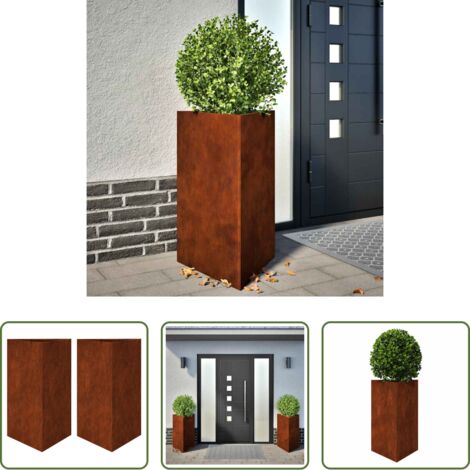 Fioriere triangolari -  Fioriere da Giardino 2 pz Triangolari 50x43x75cm Acciaio Corten