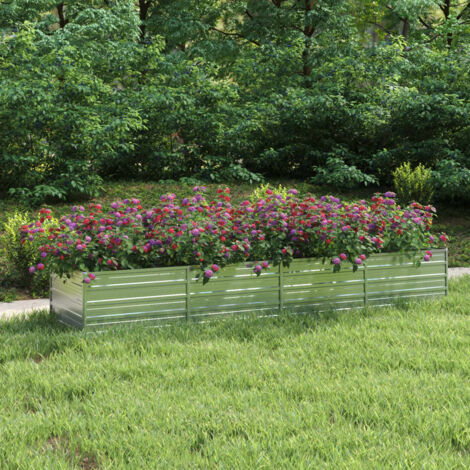Fioriere，Letto Rialzato Giardino，Orti rialzati 320x80x45 cm in Acciaio Zincato Argento CNWI586442 BonneVie
