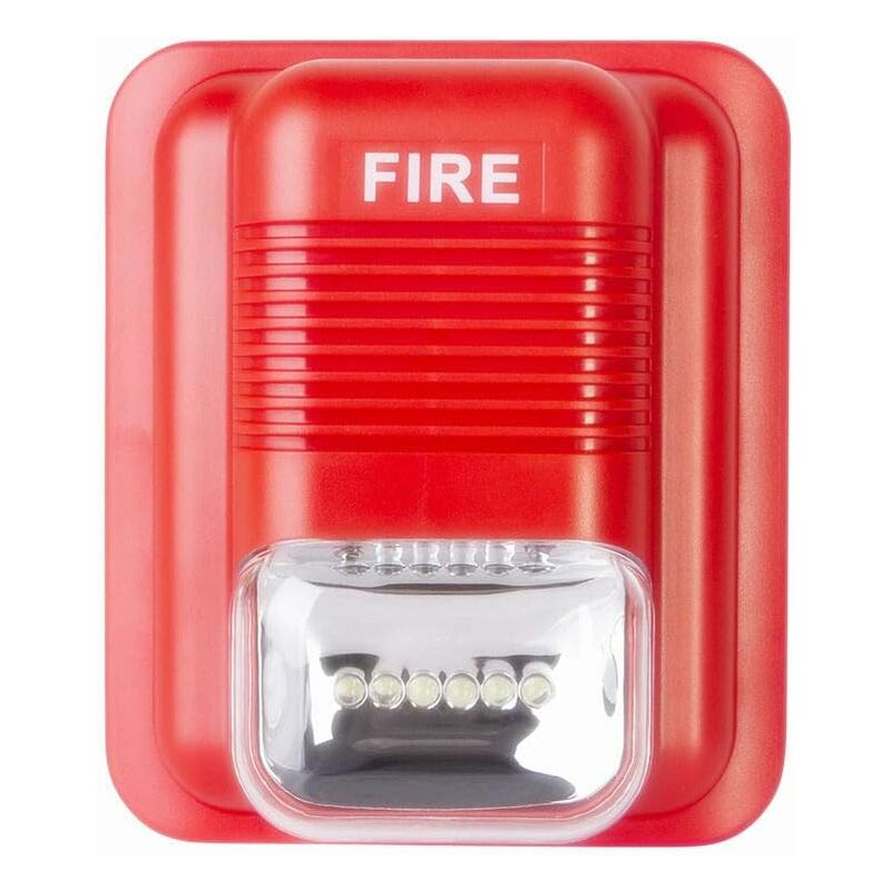 Fire Alarm Siren Security Horn 12VDC 24V Sound and Light Fire Warning Strobe Siren, Red, 1pc