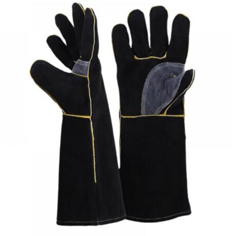 Fire and heat resistant gloves, made of leather with Kevlar stitching, perfect for fireplace, stove, oven, grill, welding, barbecue, MIG, pot holders