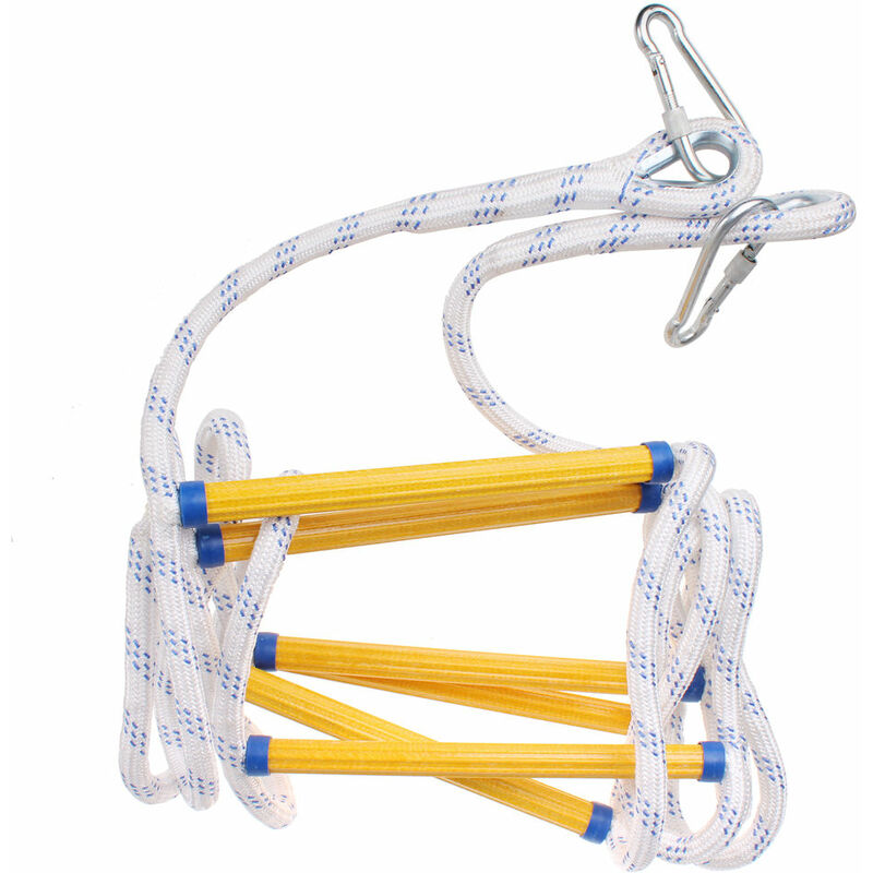 Fire Escape Rope Ladder Heavy Duty Fire Safety Ladder with Carabiners, 3M