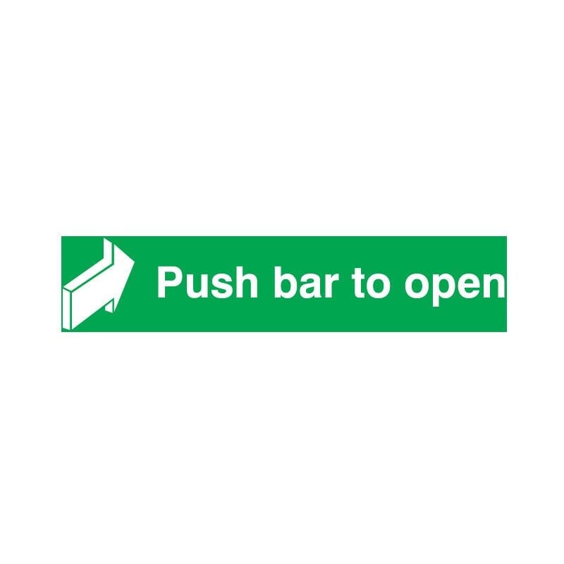 Sitesafe - Fire Exit Push Bar to Open Vinyl Sign - 600 x 75mm