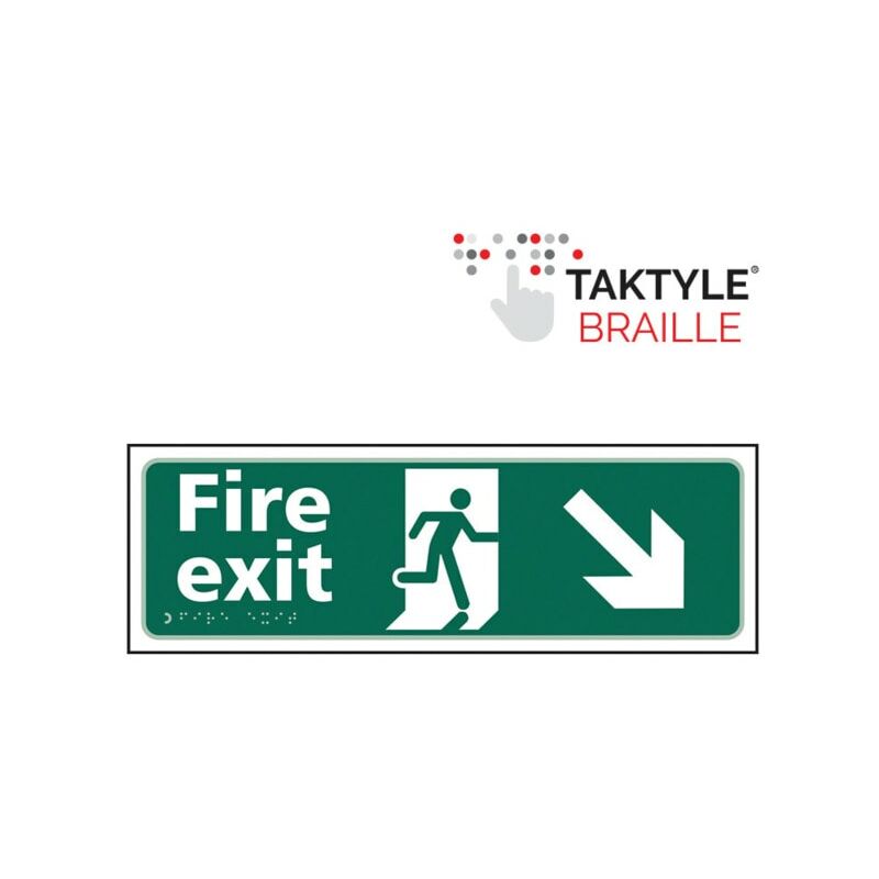 Taktyle - Fire Exit Running Man Sign Arrow Down/Right (450 x 150mm)