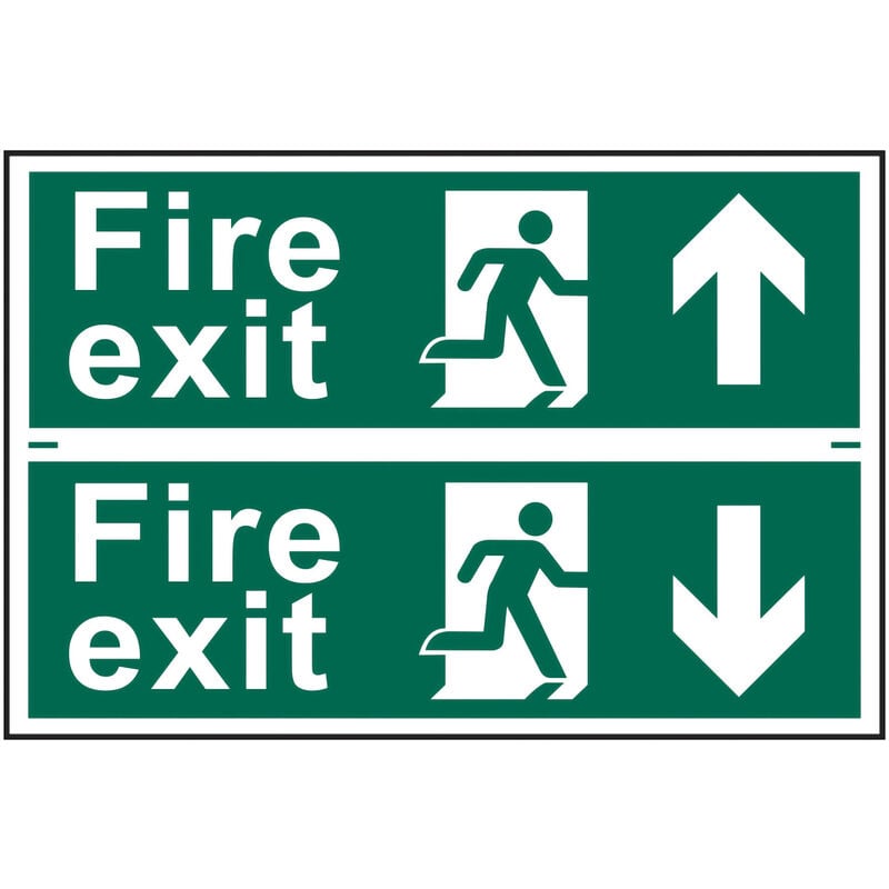 Spectrum - Fire Exit Man Running Arrow Up/Down' Sign 300mm x 100mm 2 Per Sheet