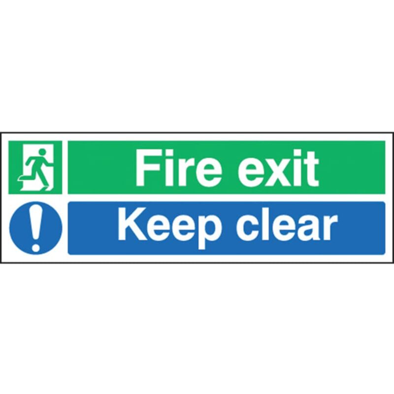 Fire Exit Keep Clear Rigid pvc Sign - 450 x 150mm - Sitesafe