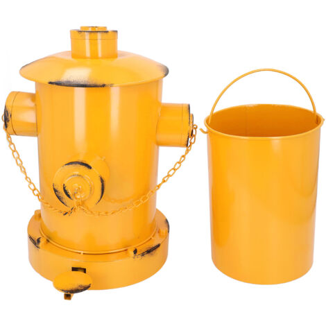 Fire Hydrant Trash Can Decorative Retro Industrial Style Indoor Outdoor Iron Waste Bins with Bucket for Garden Home Kitchen Yellow