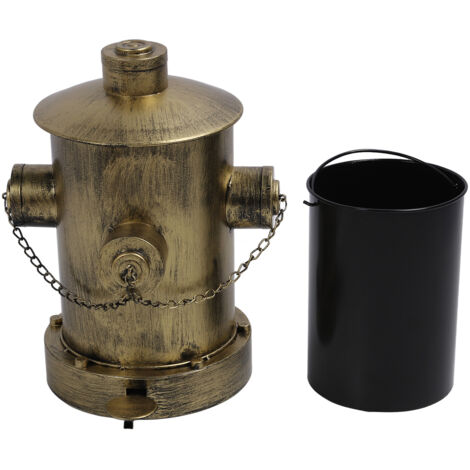 Fire Hydrant Trash Can with Inner Bucket European Iron Retro Practical Large Capacity Wrought Iron Pedal Trash Can for Floor Desktop Gold