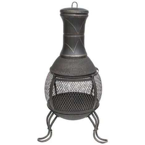 Fire Pit 89 cm Tall Bodmin Chiminea Steel Cast Outdoor Woodlodge