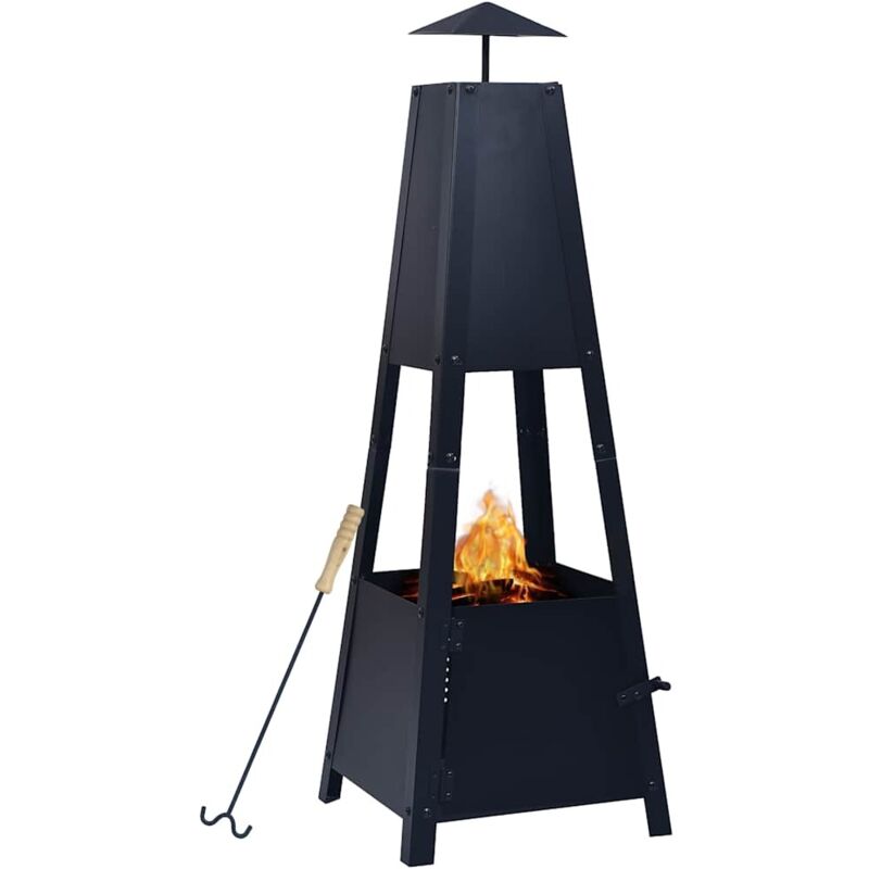 Fire Pit Black 35x35x99 cm Steel vidaXL