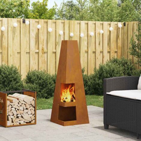 Fire Pit Brown 35 x 35 x 100 cm Steel vidaXL
