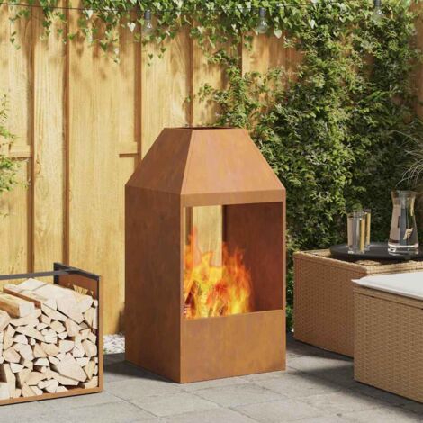 Fire Pit Brown 50 x 50 x 100 cm Steel vidaXL