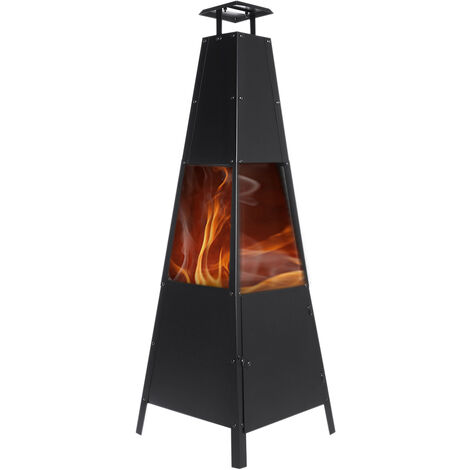 Fire Pit Patio Brazier Garden Fireplace Heater 138x46cm Pyramid Shape Fire Basket