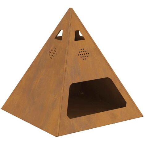 Fire Pit Pyramid 50x50x51 cm Weathering Steel vidaXL