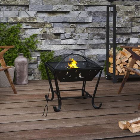Fire Pit with Poker 50 cm XXL Steel vidaXL