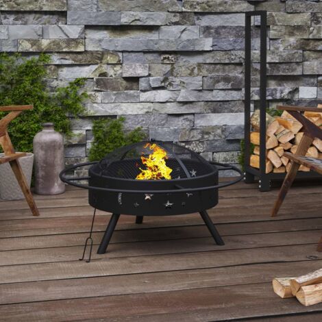 Fire Pit with Poker 70 cm XXL Steel vidaXL