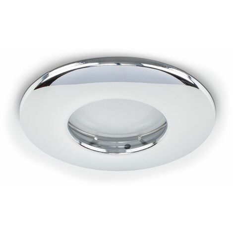 Fire Rated Bathroom IP65 Domed GU10 Ceiling Downlight - Chrome - No Bulb