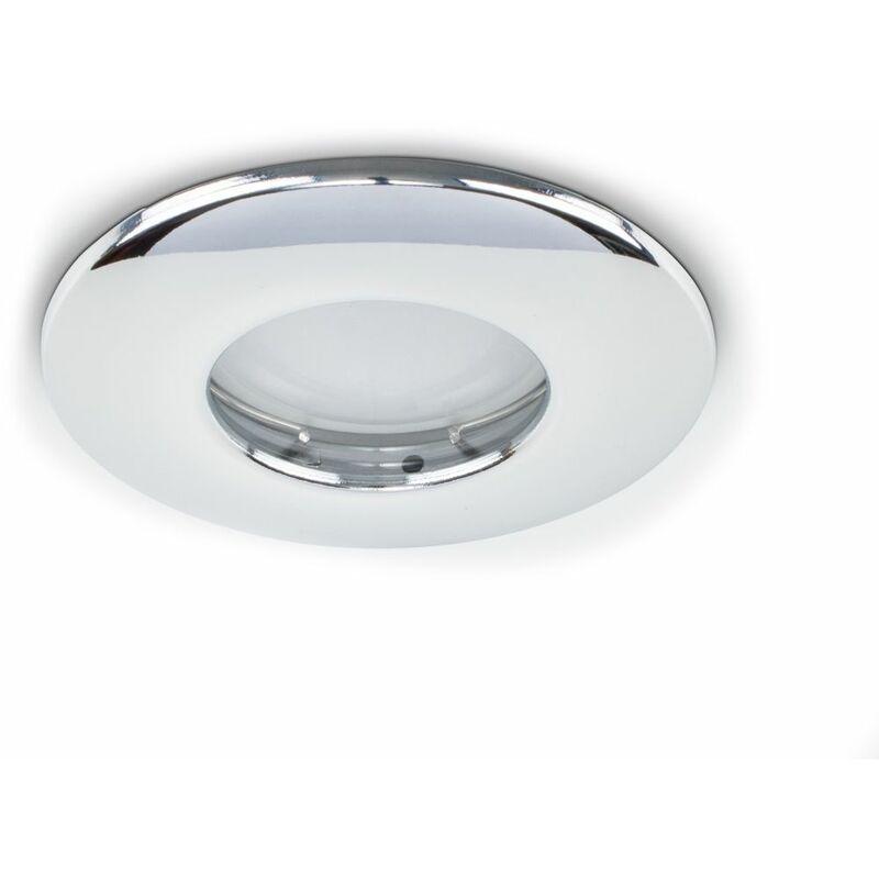 Fire Rated Bathroom IP65 Domed GU10 Ceiling + Cool White GU10 LED Bulb - Chrome